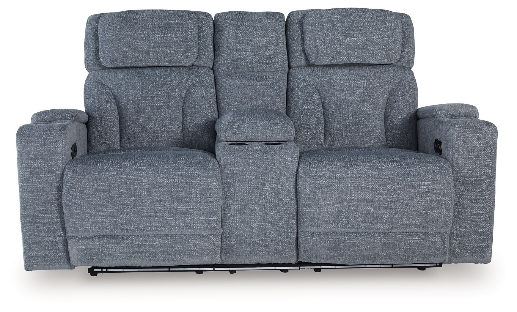 Studio Cave - Steel - Power Reclining Loveseat with Console - Hornell Furniture Outlet