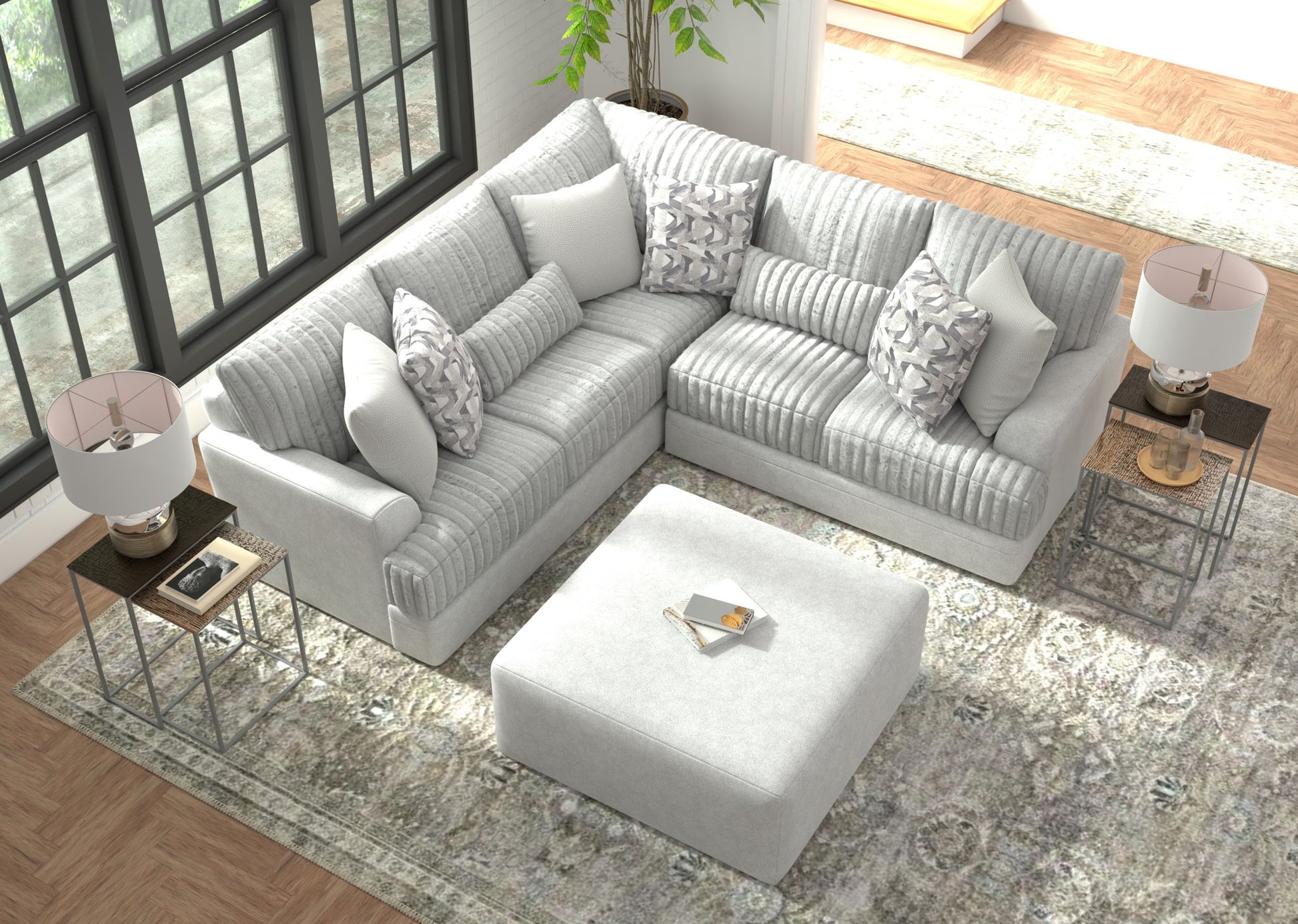 Titan - Sectional With Comfort Coil Seating, Cocktail Ottoman And Accent Pillows Included - Hornell Furniture Outlet