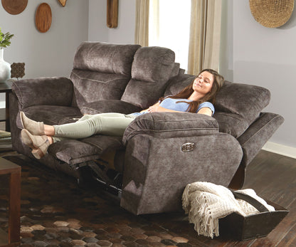 Sedona - Power Hdrst With Lumbar Lay Flat Reclining Console Loveseat With Storage & Cupholders - Hornell Furniture Outlet