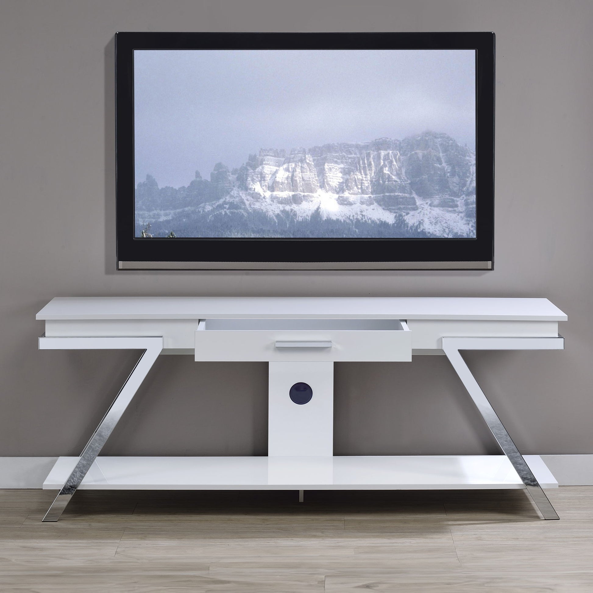 Zena - TV Stand With Drawer - White - Hornell Furniture Outlet