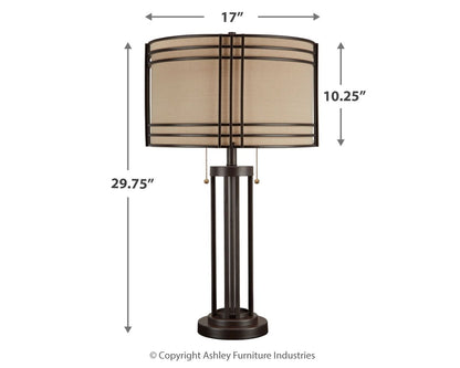 Hanswell - Metal Table Lamp - Dark Brown - Hornell Furniture Outlet