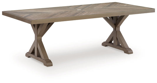Laguna Heights - Rectangular Dining Table With Umbrella Option - Beige - Hornell Furniture Outlet