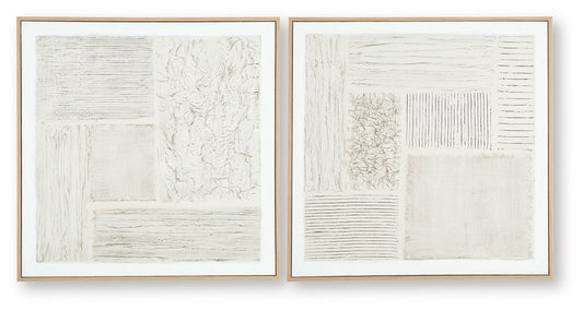 Andorfield - Wall Art Set (Set of 2) - Beige / Black / White - Hornell Furniture Outlet