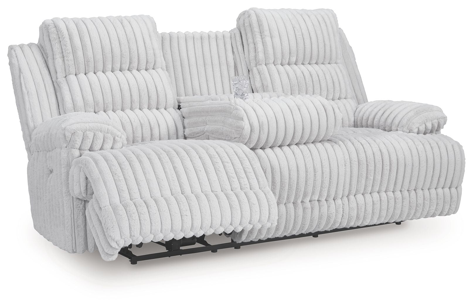Rhines Falls - Alloy - Reclining Power Sofa With Drop Down Table - Hornell Furniture Outlet