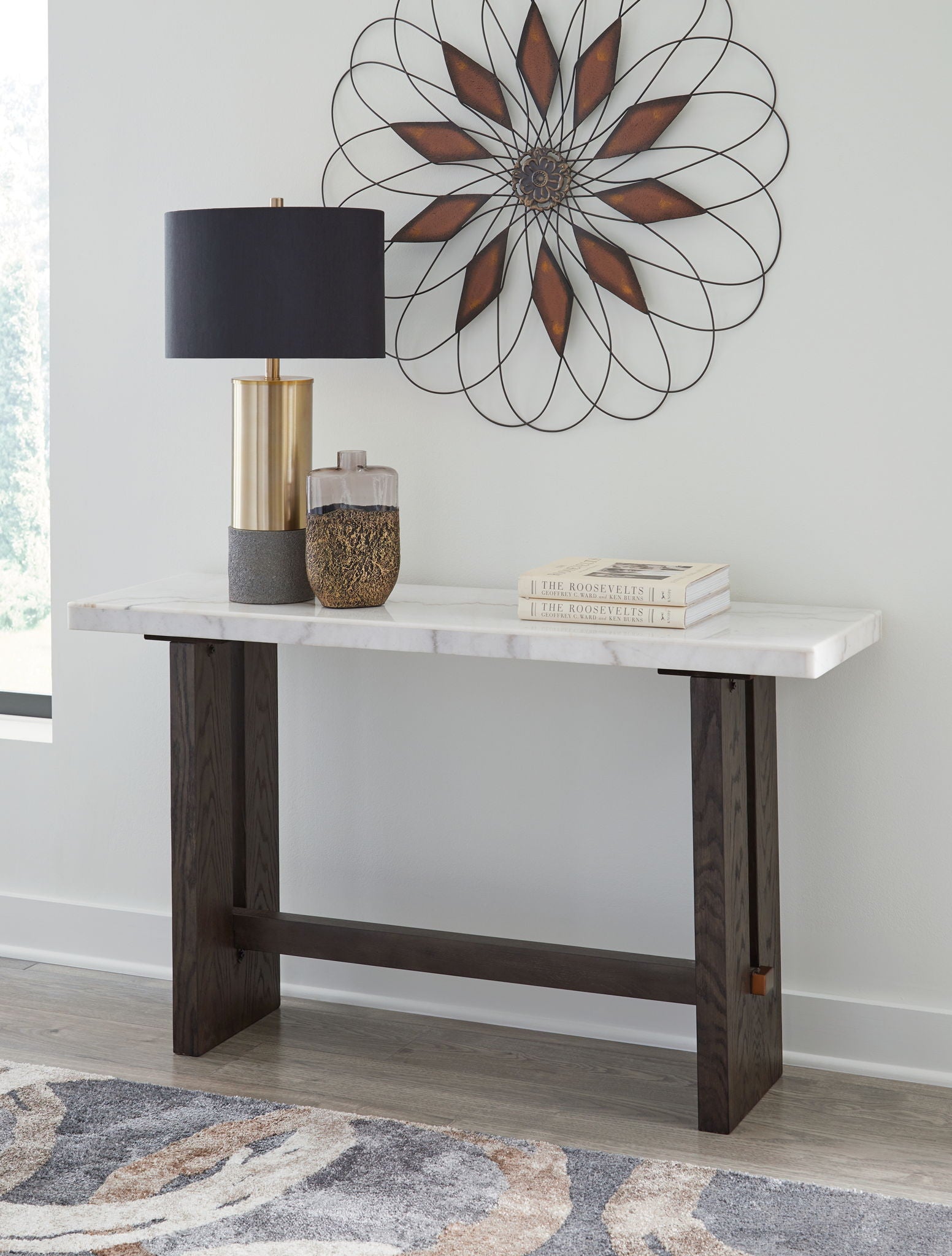 Burkhaus - White / Dark Brown - Sofa Table - Hornell Furniture Outlet