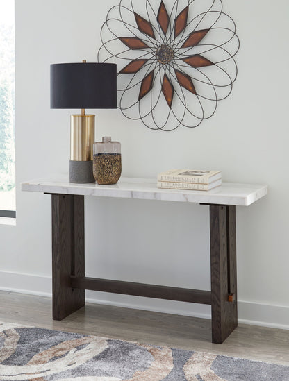 Burkhaus - White / Dark Brown - Sofa Table - Hornell Furniture Outlet
