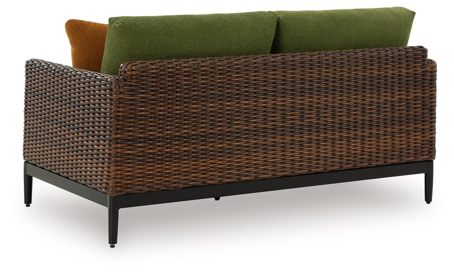 Horizon Hall - Brown / Green - Loveseat With Cushion - Hornell Furniture Outlet