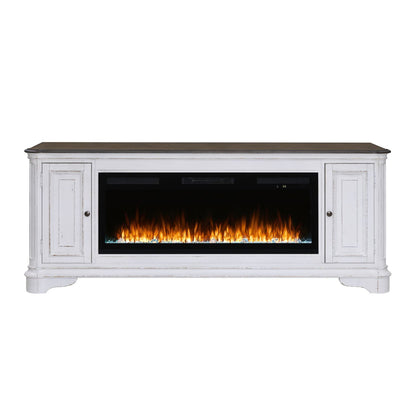Fireplace TV Consoles - 244 82" Console With Fire FTS - White - Hornell Furniture Outlet