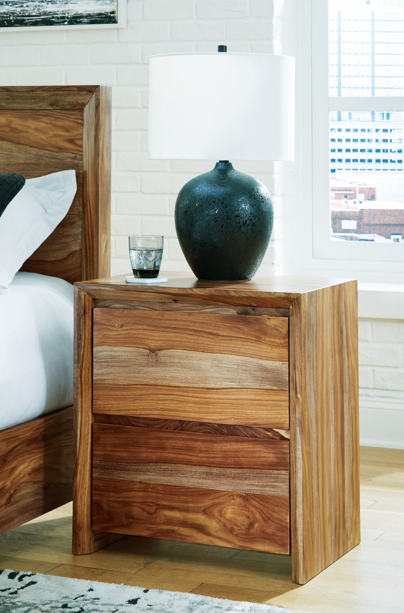Dressonni - Brown - Two Drawer Night Stand - Hornell Furniture Outlet