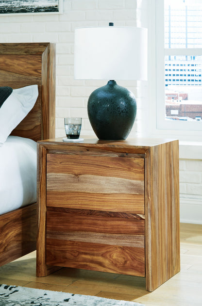 Dressonni - Brown - Two Drawer Night Stand - Hornell Furniture Outlet