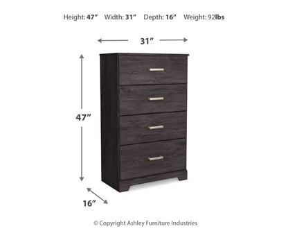 Belachime - Charcoal - Four Drawer Chest - Hornell Furniture Outlet