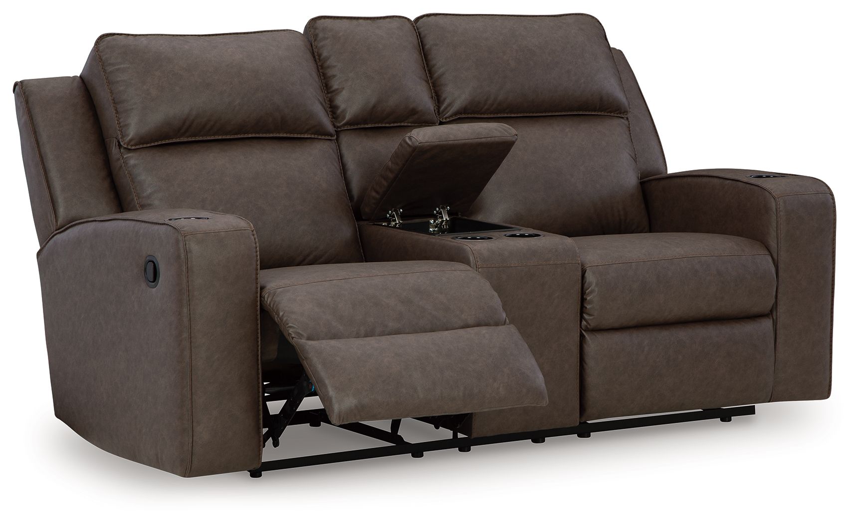 Lavenhorne - Granite - Dbl Rec Loveseat W/Console - Hornell Furniture Outlet