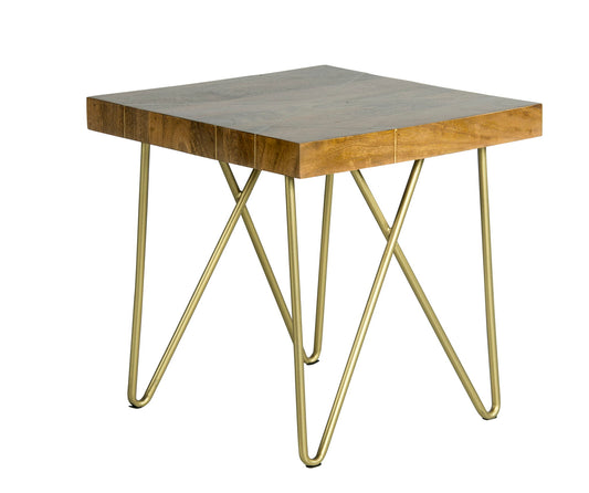 Walter - Brass Inlay End Table - Brown - Hornell Furniture Outlet