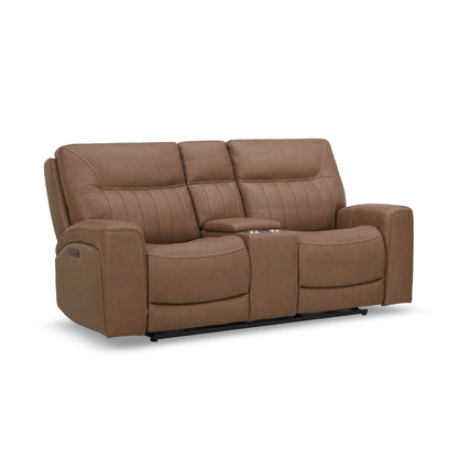 Bennett - Loveseat With Console P2 & ZG - Butternut - Butternut Leather - Hornell Furniture Outlet