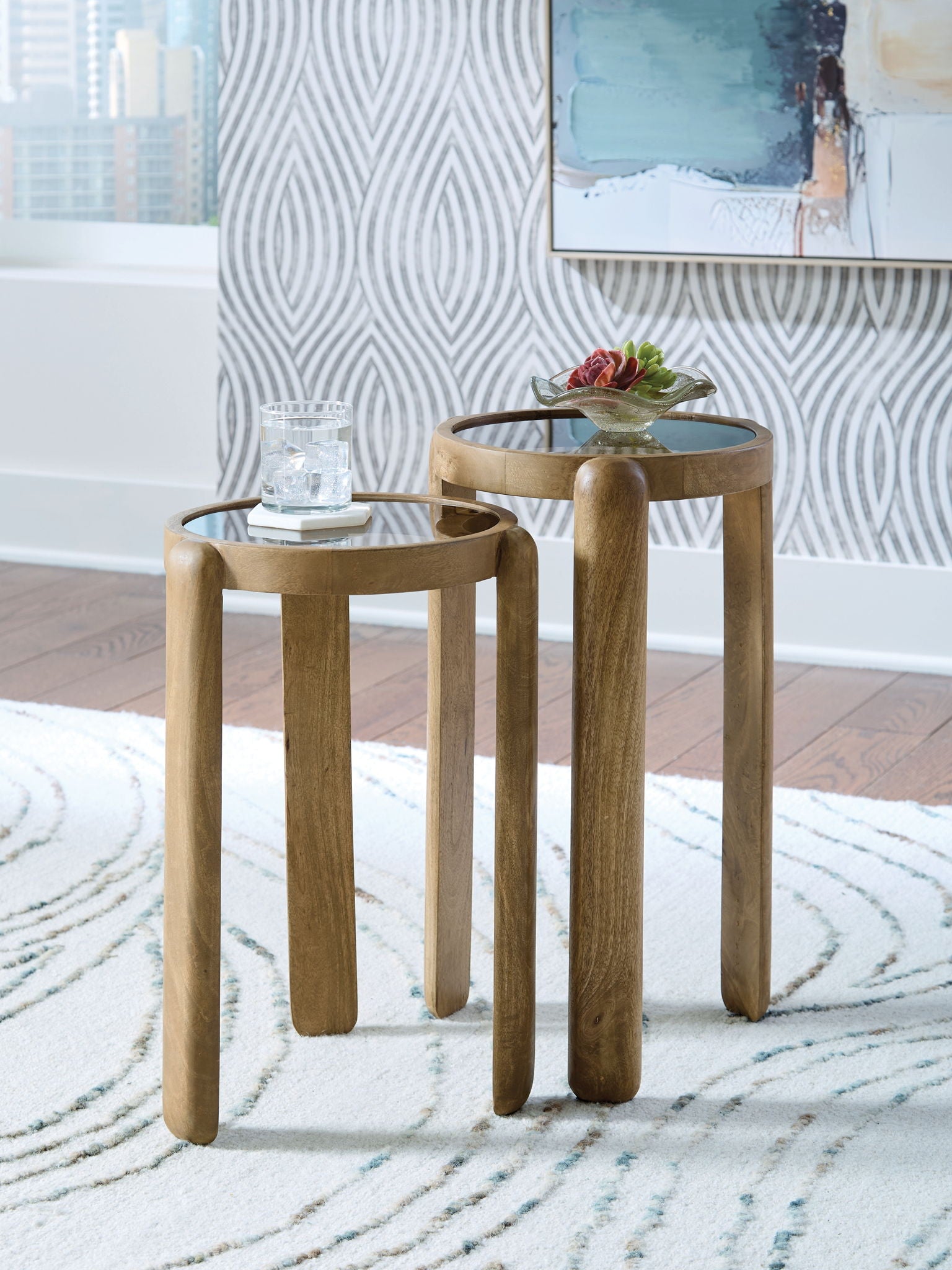 Jossor - Light Brown - Accent Table Set (Set of 2) - Hornell Furniture Outlet