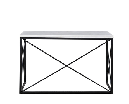 Skyler - White Marble Top Rectangular Sofa Table - White - Hornell Furniture Outlet