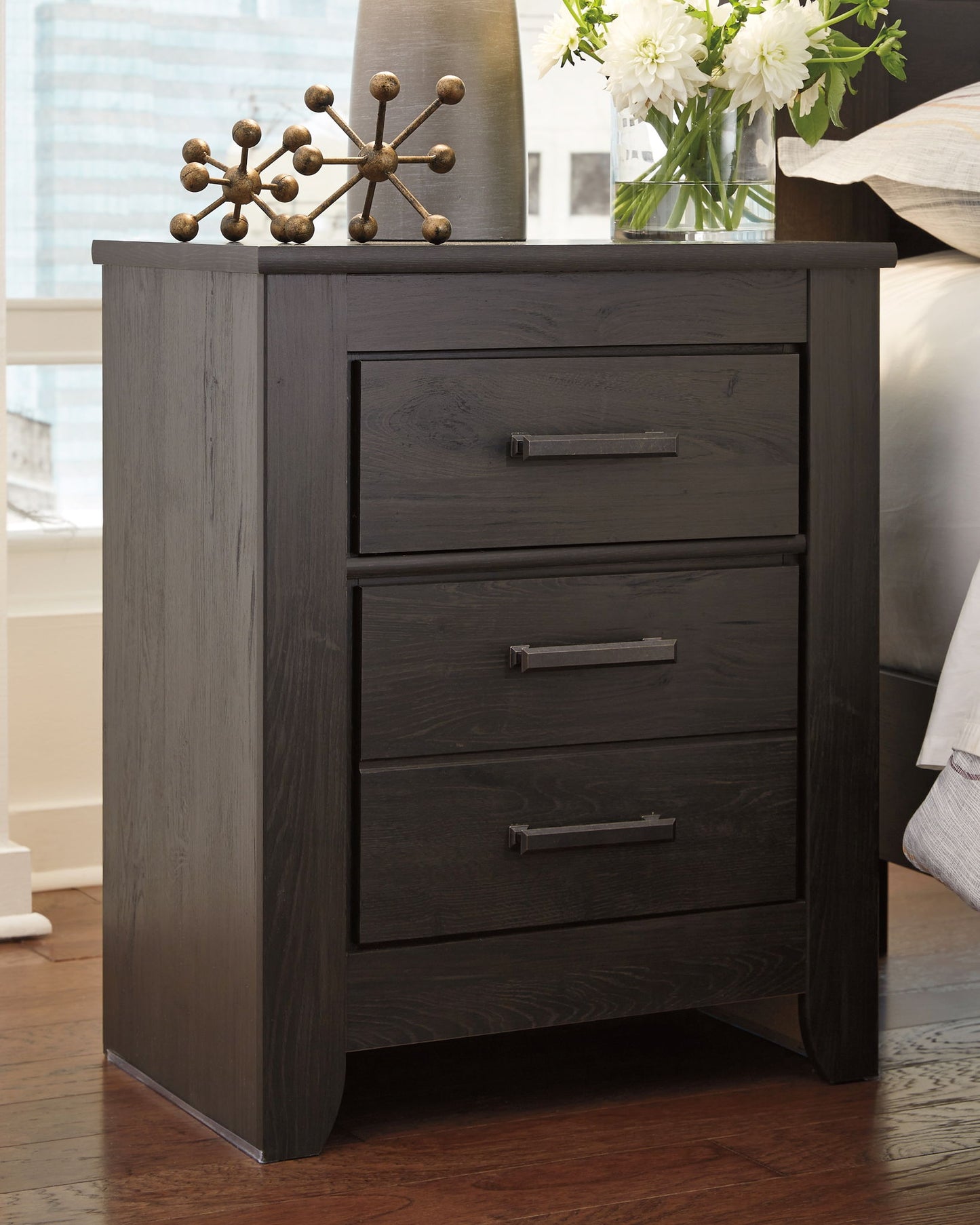 Brinxton - Charcoal - Two Drawer Night Stand - Hornell Furniture Outlet