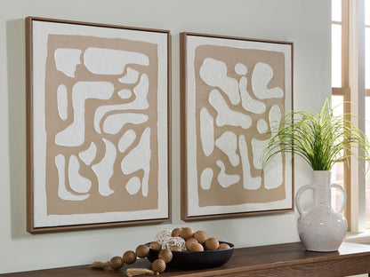 Waldett - Beige / White - Wall Art Set (Set of 2) - Hornell Furniture Outlet