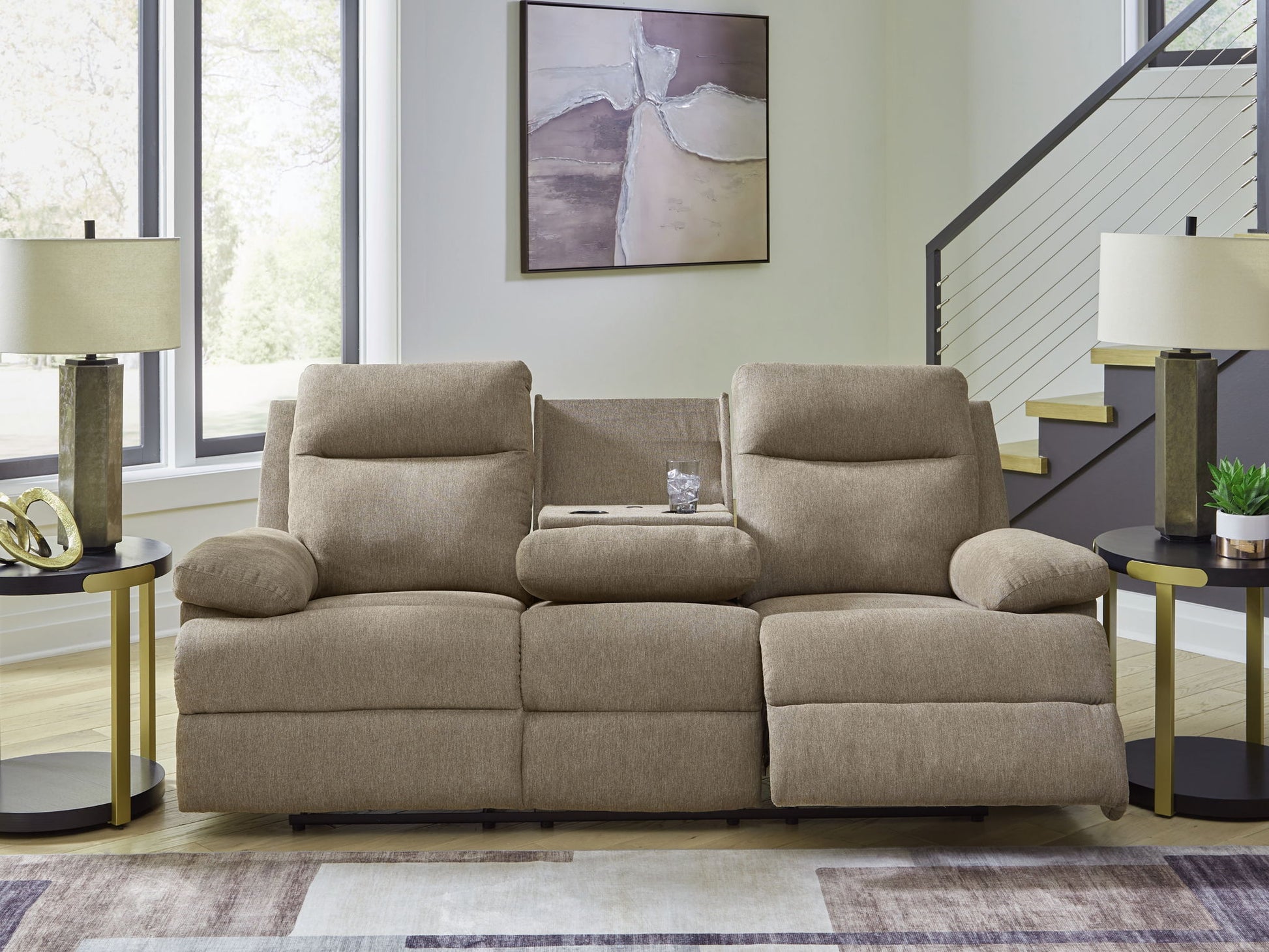 Side - Swipe - Reclining Sofa With Drop Down Table - Hornell Furniture Outlet