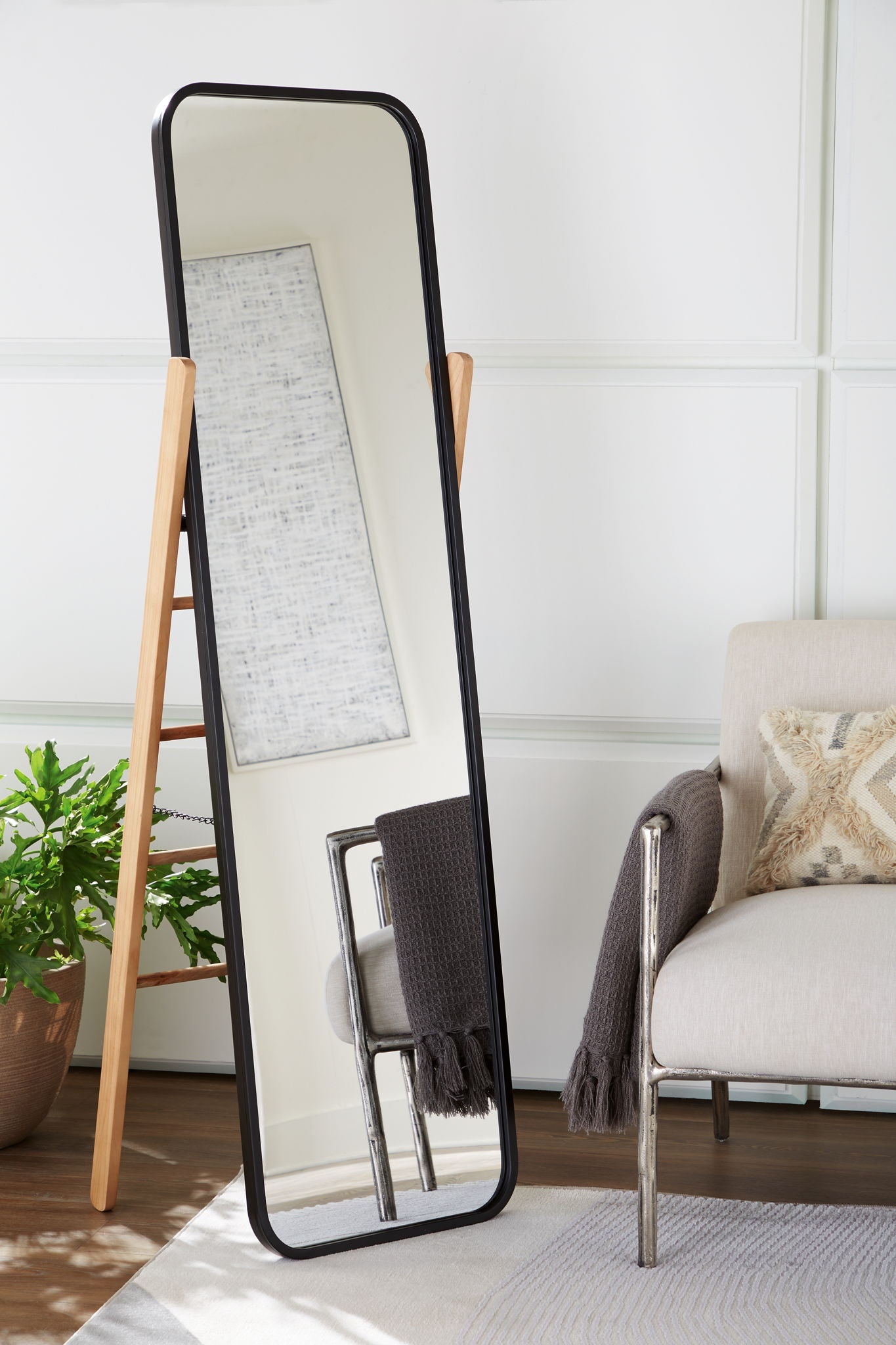 Bronick - Black / Brown - Floor Mirror - Hornell Furniture Outlet
