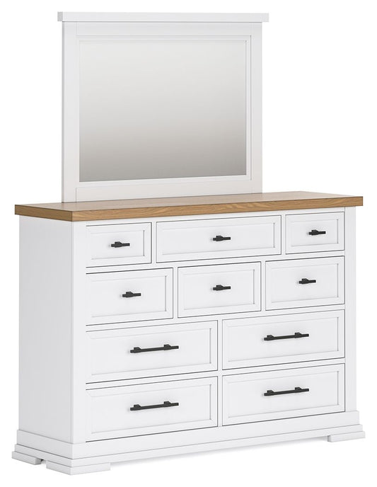 Ashbryn - White / Natural - Dresser And Mirror - Hornell Furniture Outlet