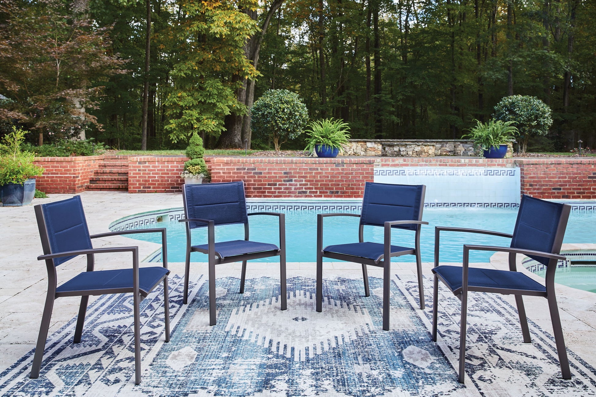 Rocky Creek - Sling Arm Chair (Set of 4) - Blue / Gray - Hornell Furniture Outlet