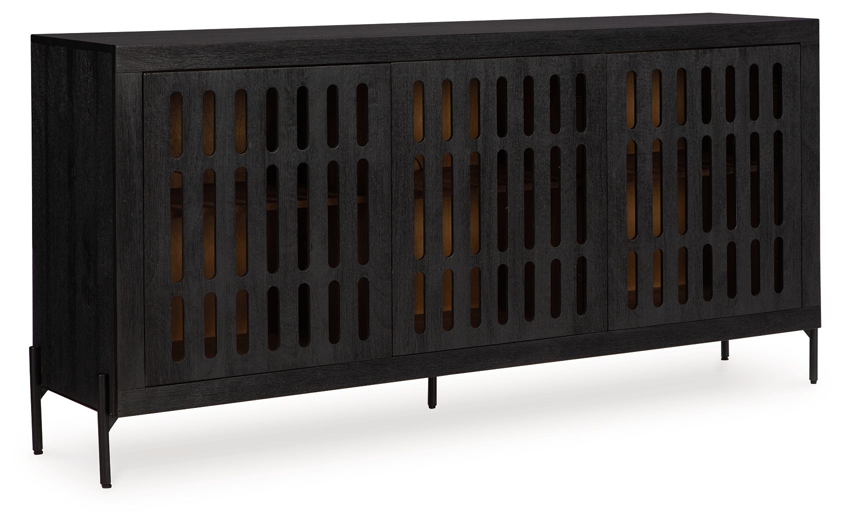 Vallisburg - Black / Natural - Accent Cabinet - Hornell Furniture Outlet