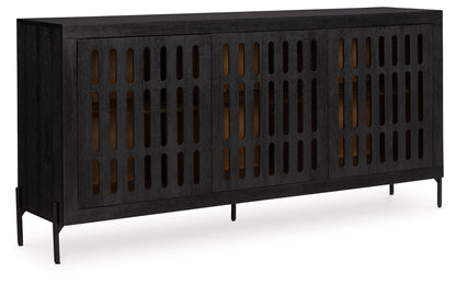Vallisburg - Black / Natural - Accent Cabinet - Hornell Furniture Outlet