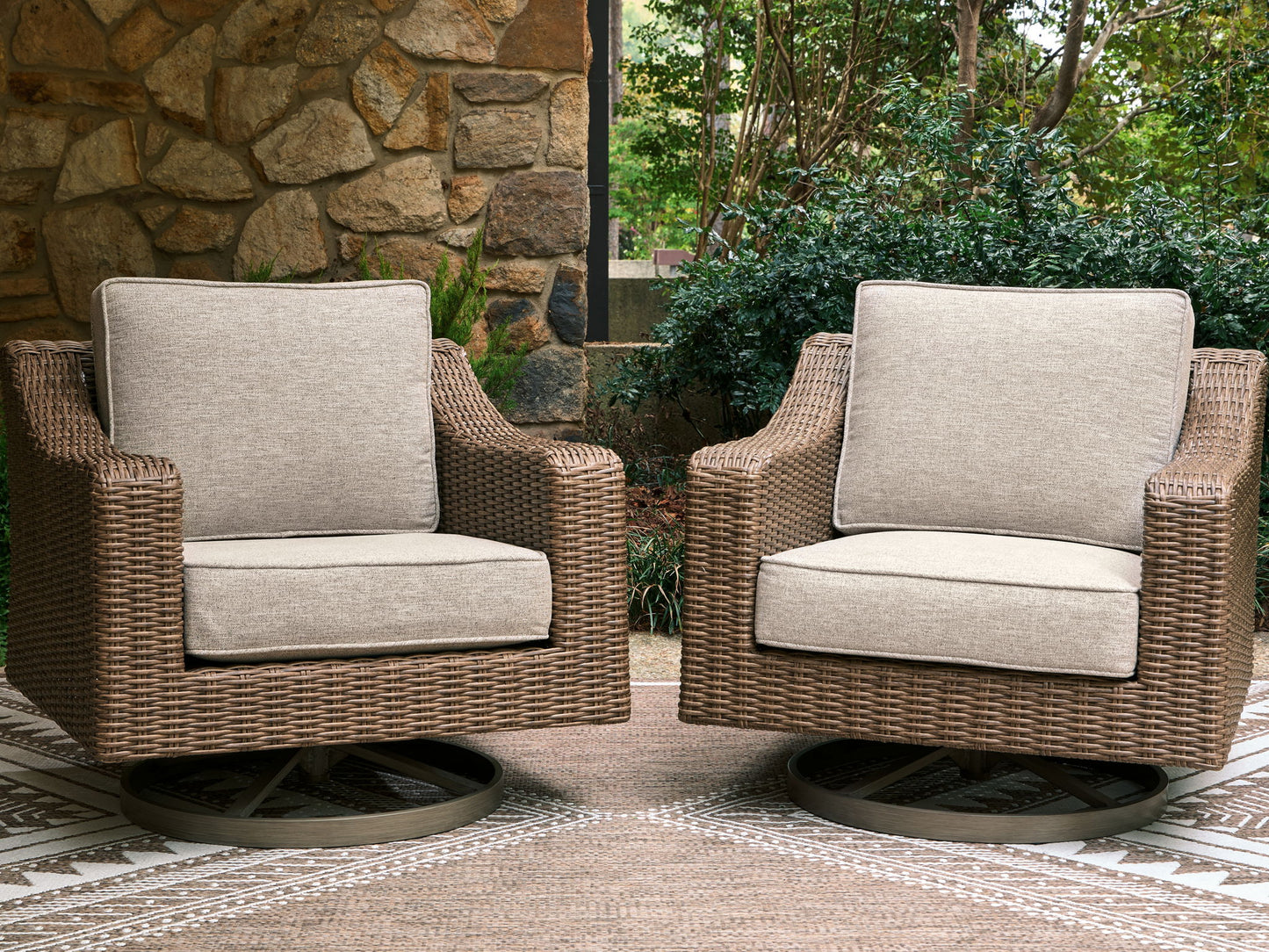 Laguna Heights - Swivel Lounge With Cushion - Beige - Hornell Furniture Outlet