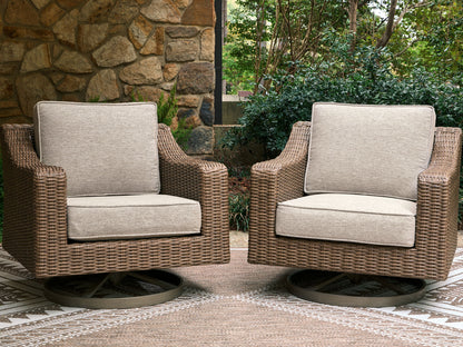 Laguna Heights - Swivel Lounge With Cushion - Beige - Hornell Furniture Outlet