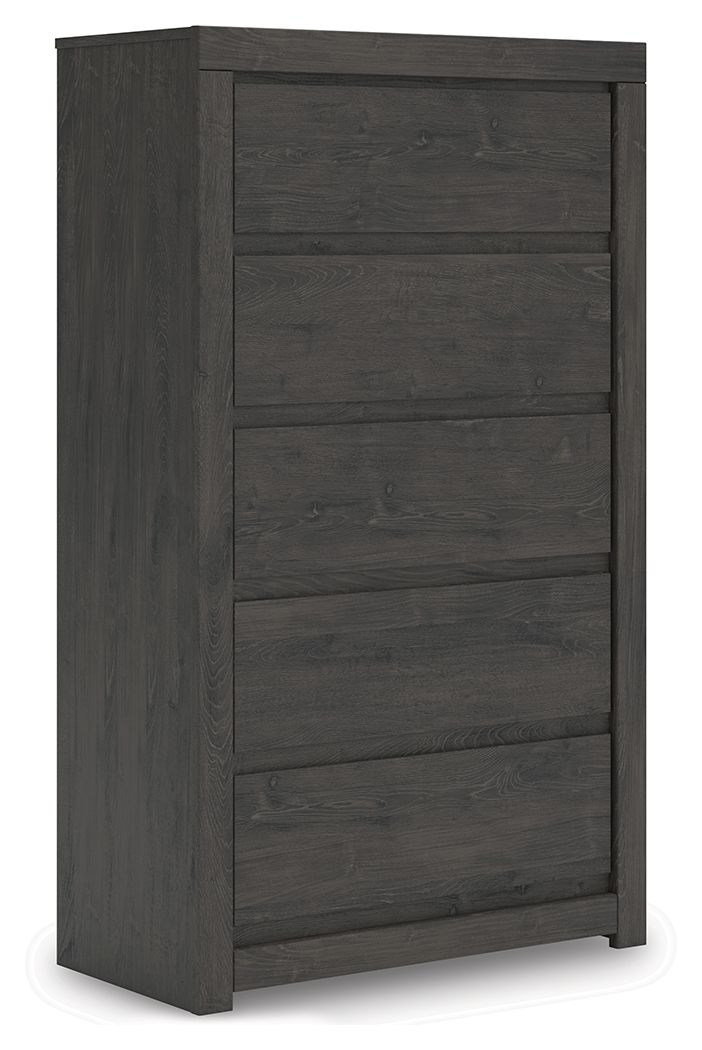 Fraluna - Charcoal - Five Drawer Chest - Hornell Furniture Outlet