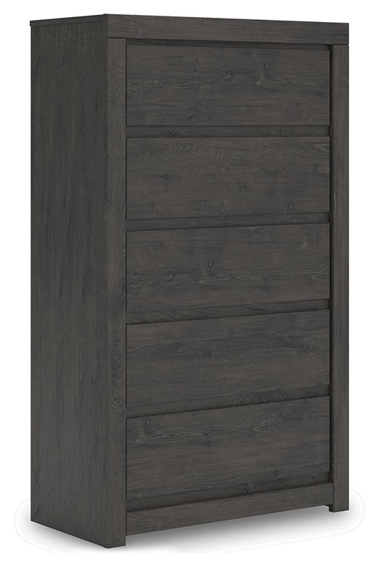 Fraluna - Charcoal - Five Drawer Chest - Hornell Furniture Outlet