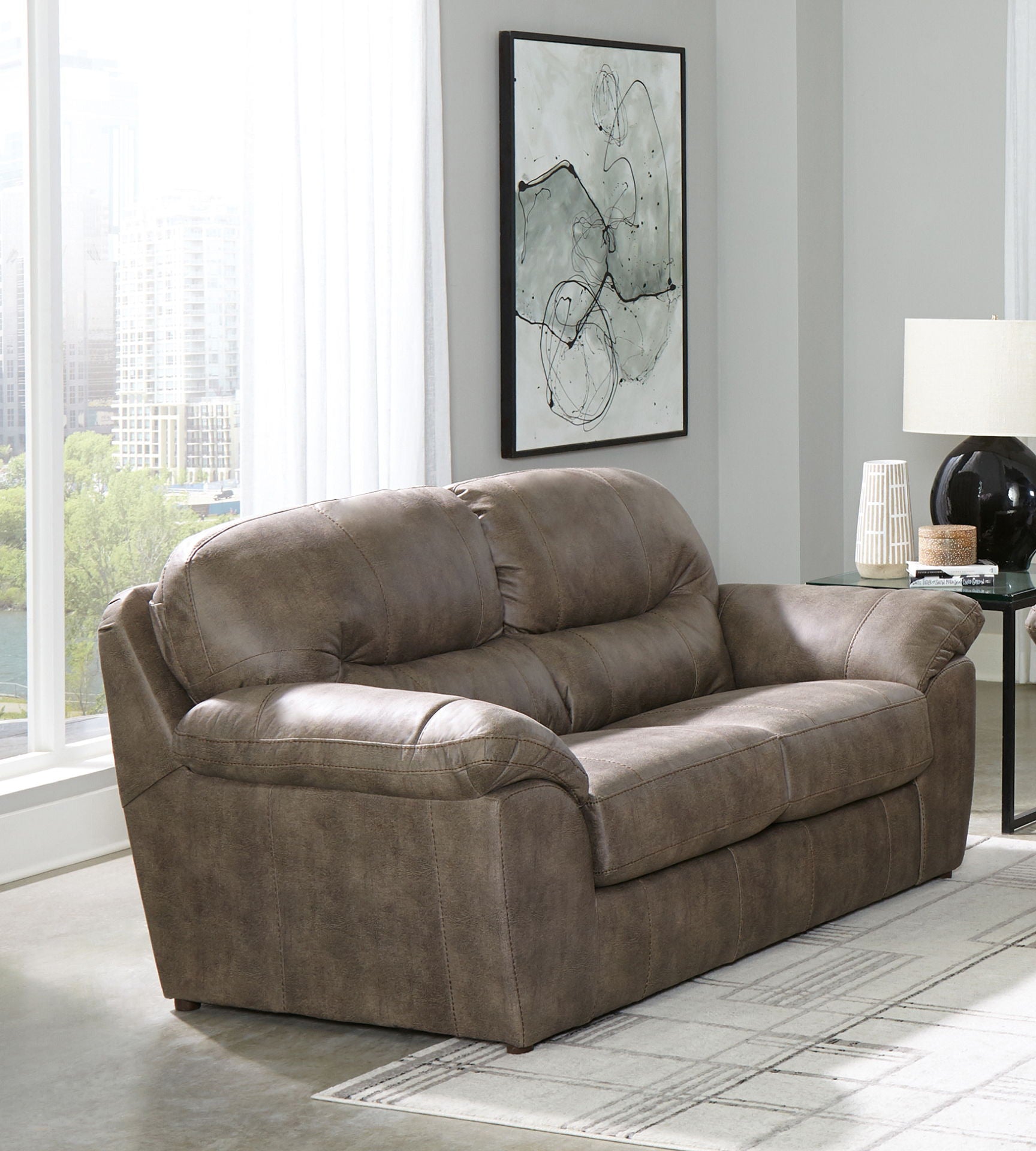 Bradshaw - Loveseat - Mushroom - Hornell Furniture Outlet