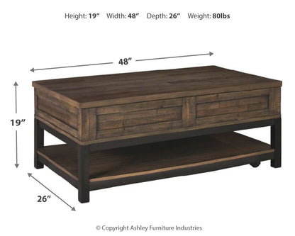 Johurst - Grayish Brown - LIFT TOP COCKTAIL TABLE - Hornell Furniture Outlet
