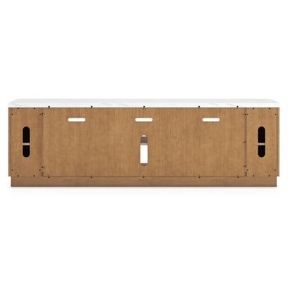 Camdill - XL TV Stand With Fireplace Option - Light Brown - Hornell Furniture Outlet