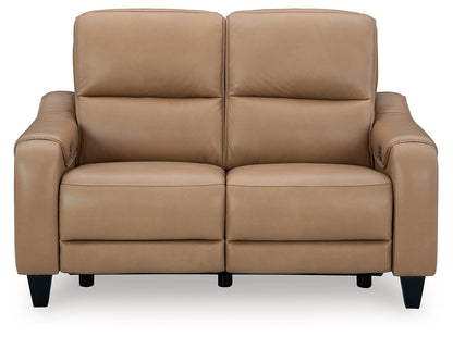 Mosswell - Power Reclining Loveseat With Adj Headrest - Toffee - Hornell Furniture Outlet