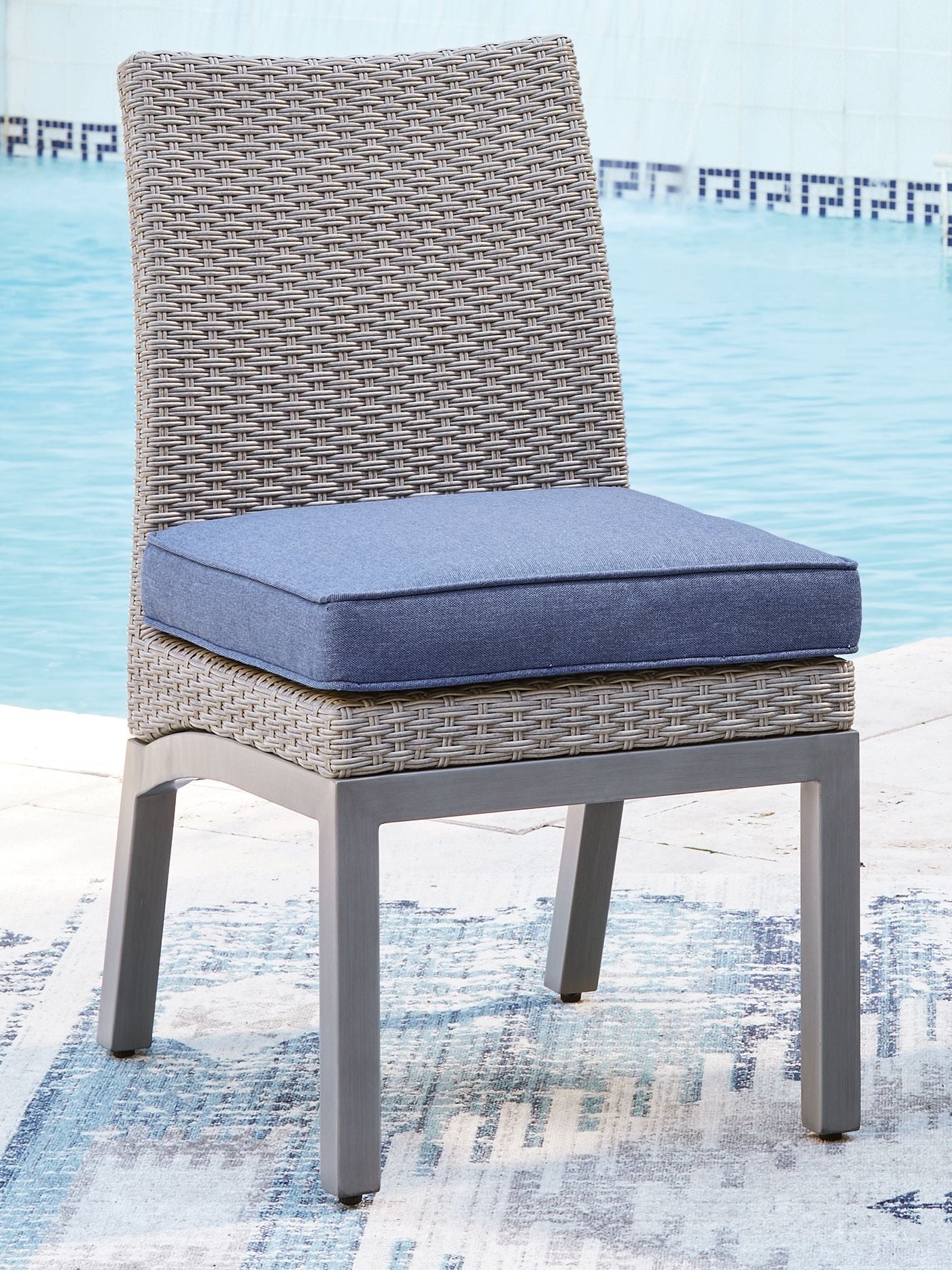 Half Moon Beach - Side Chair With Cushion (Set of 2) - Blue / Gray - Hornell Furniture Outlet