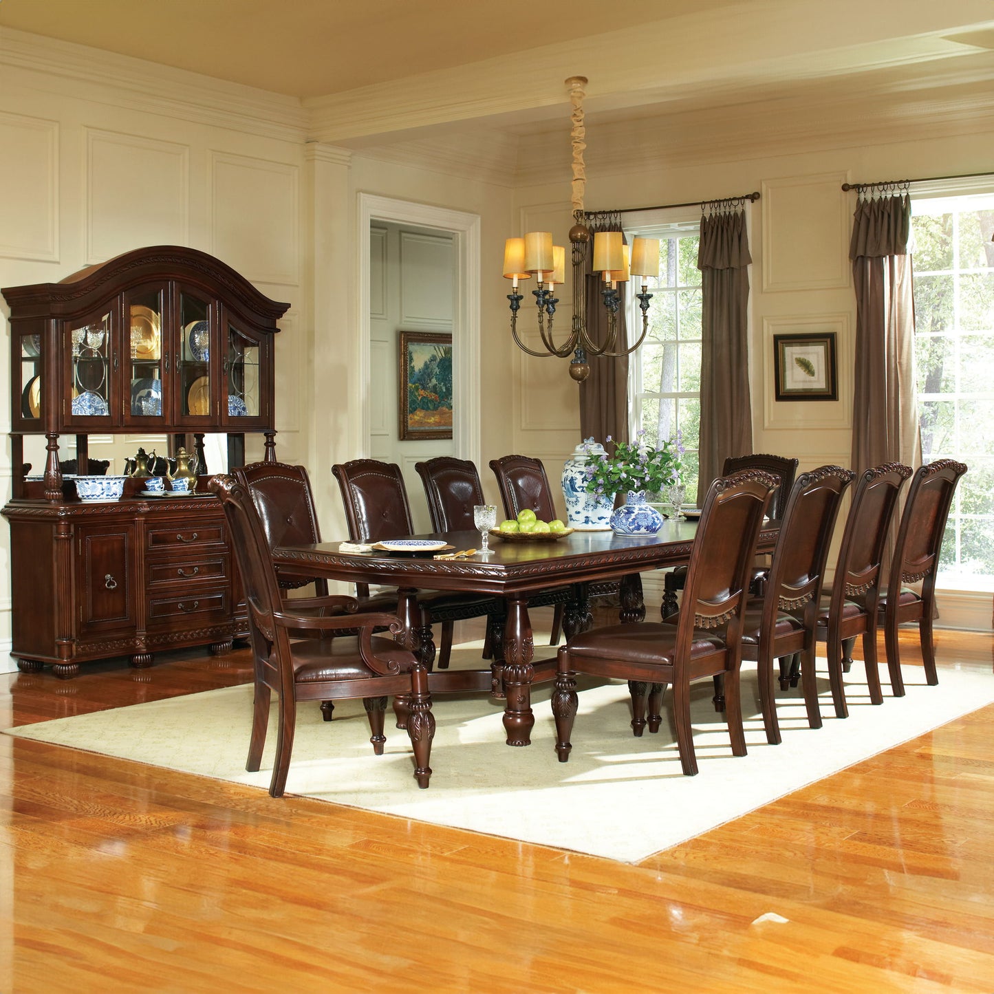 Antoinette - Ped Table With Leaf - Dark Brown - Hornell Furniture Outlet
