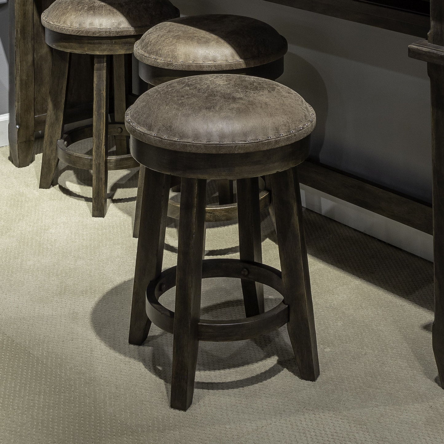Paradise Valley - Upholstered Console Stool (RTA) - Dark Brown - Hornell Furniture Outlet