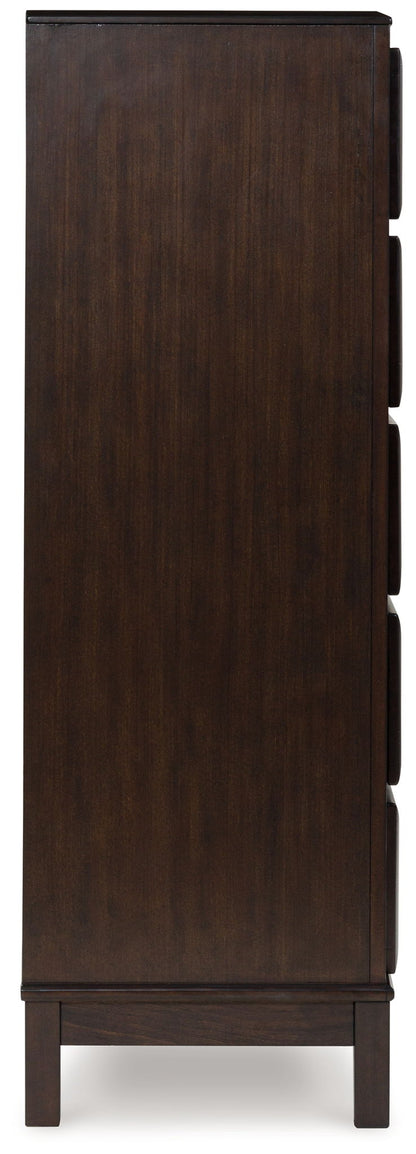 Vanmore - Dark Brown - Five Drawer Chest - Hornell Furniture Outlet