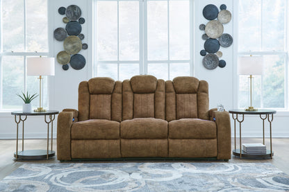 Wolfridge - 2 Pc. - Power Reclining Sofa, Power Reclining Loveseat With Console - Brindle - Hornell Furniture Outlet