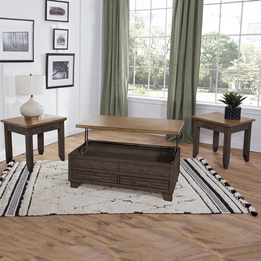 Bear Creek - 3 Piece Table Set - Brown - Hornell Furniture Outlet