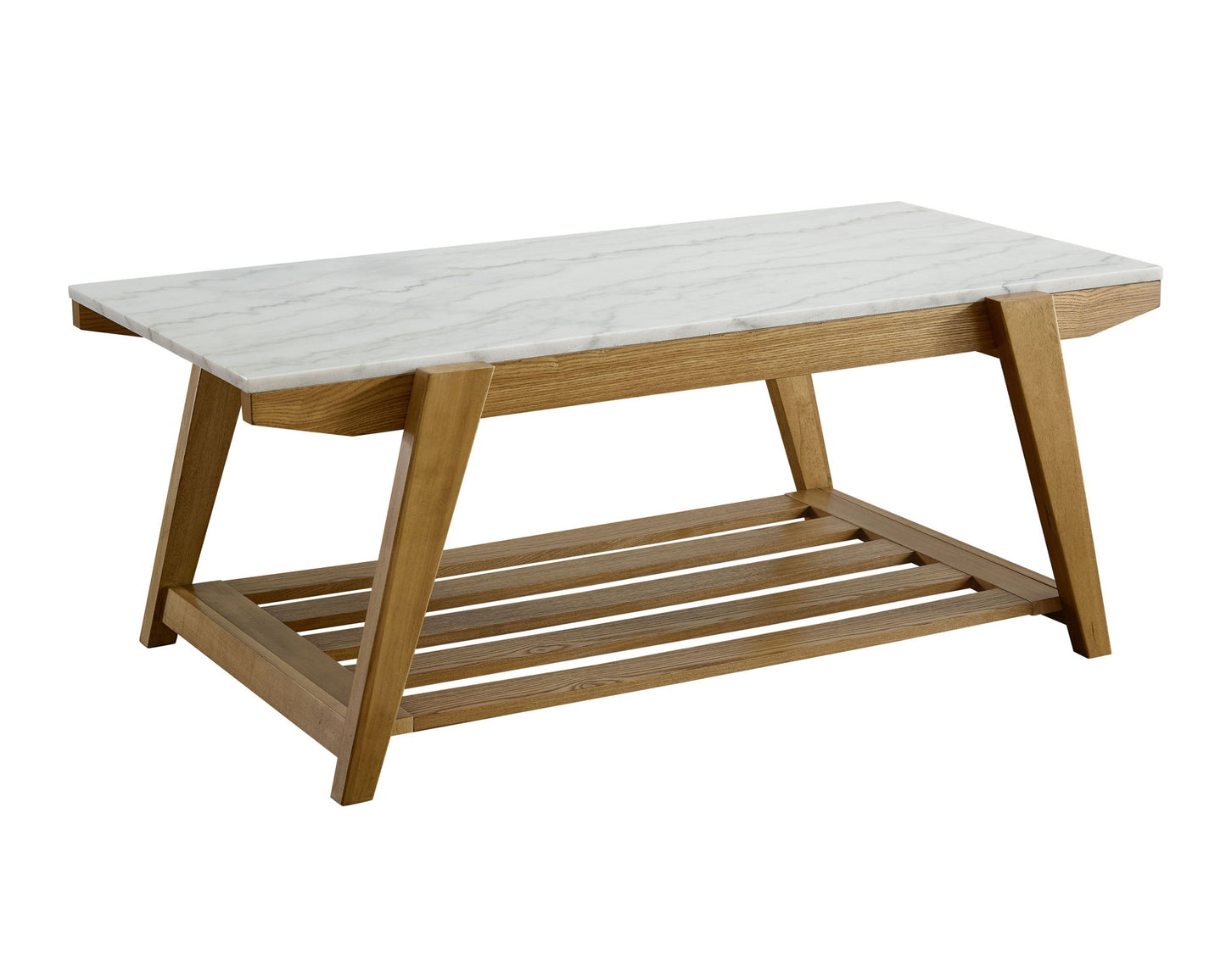 Celeste - White Marble Top Coffee Table - Brown - Hornell Furniture Outlet