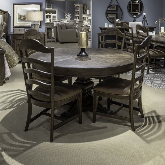 Paradise Valley - 5 Piece Pedestal Table Set - Dark Brown - Hornell Furniture Outlet