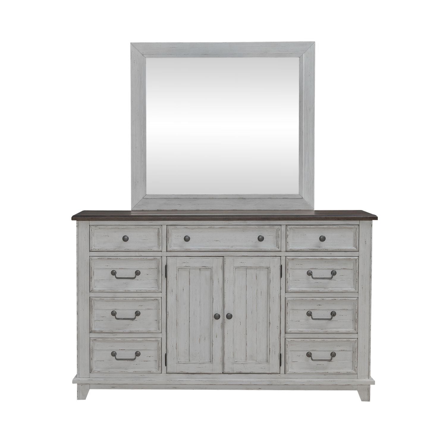 River Place - Dresser & Mirror - White - Hornell Furniture Outlet