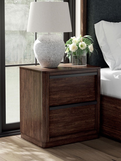 Dilenno - Dark Brown - Two Drawer Night Stand - Hornell Furniture Outlet