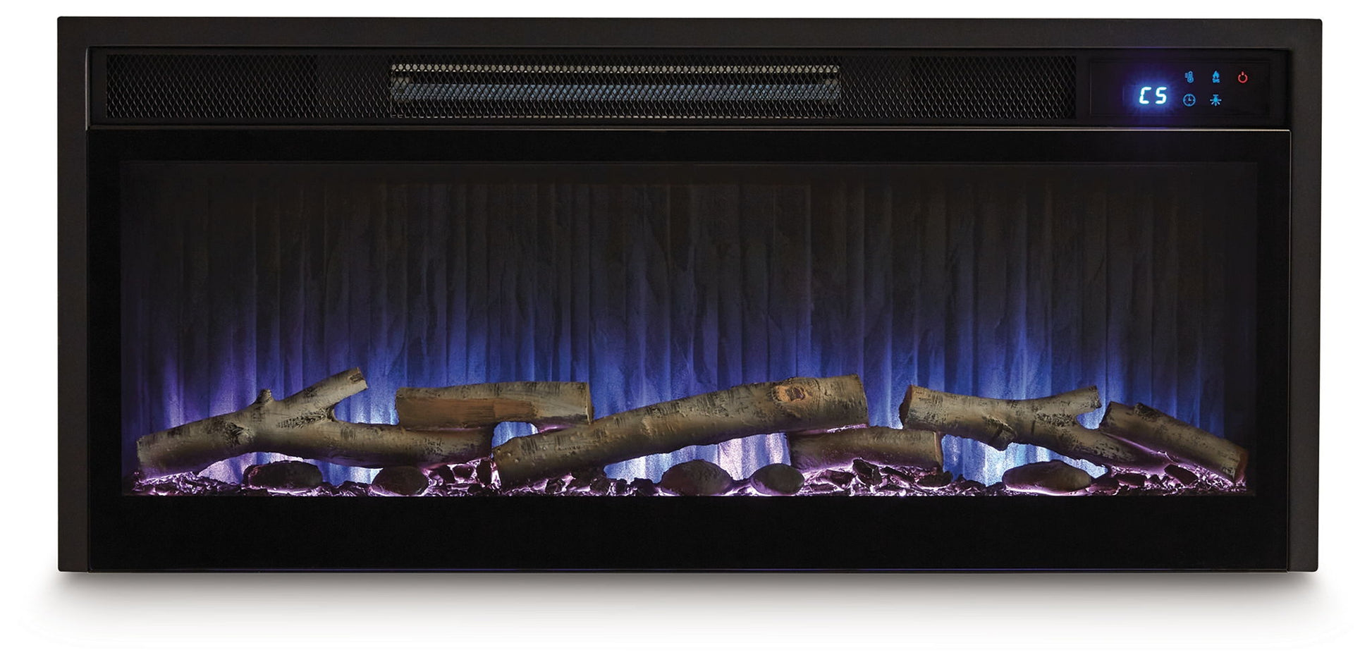 Entertainment Accessories - Black - Fireplace Insert With Faux Birch Log Set - Hornell Furniture Outlet