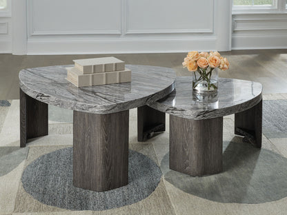 Surmour - Gray / Brown - Stacked Cocktail Table - Hornell Furniture Outlet