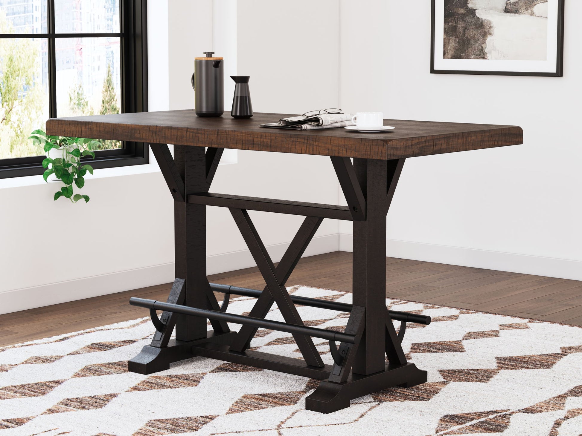 Valebeck - Rect Dining Room Counter Table With Wine Rack - Hornell Furniture Outlet