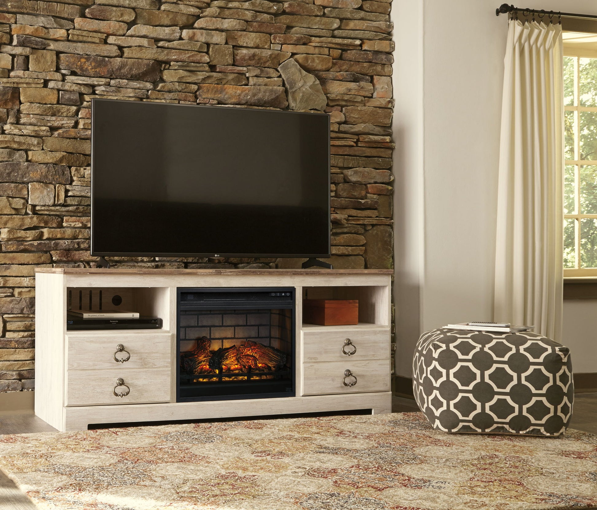 Willowton - TV Stand With Fireplace Option - Hornell Furniture Outlet